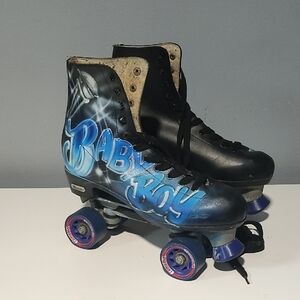 Baby Boy Custom Black and Blue Chicago Roller Skates